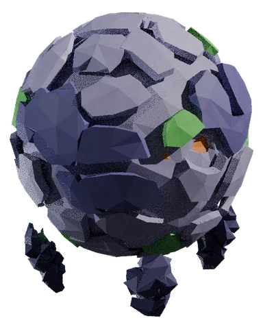 Cindershell, low-poly rock golem, 3D render