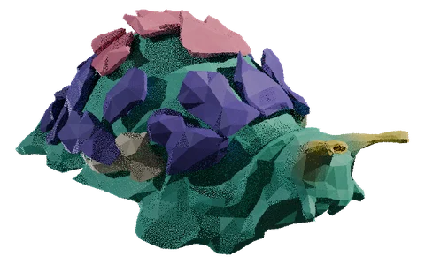 Pebblug, low-poly sea slug, 3D render