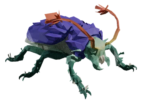 Scarabud, low-poly scarab beetle, 3D render