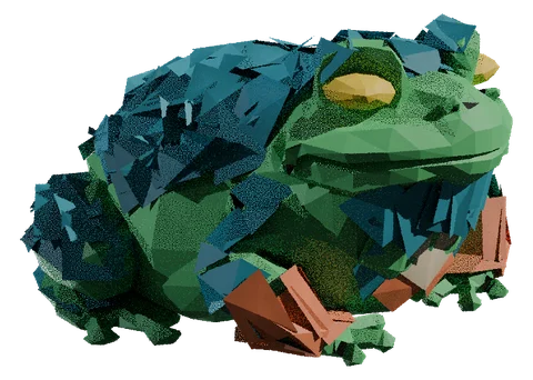 Wortle, low-poly moss toad, 3D render