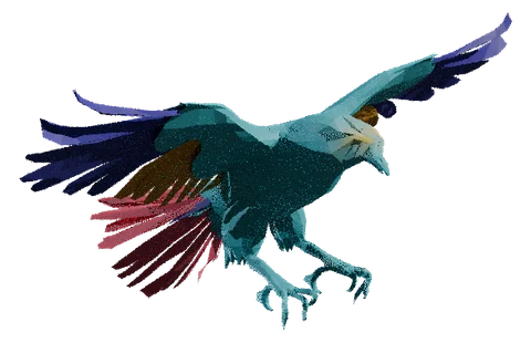 Zephyrkite, low-poly macaw/raptor, 3D render