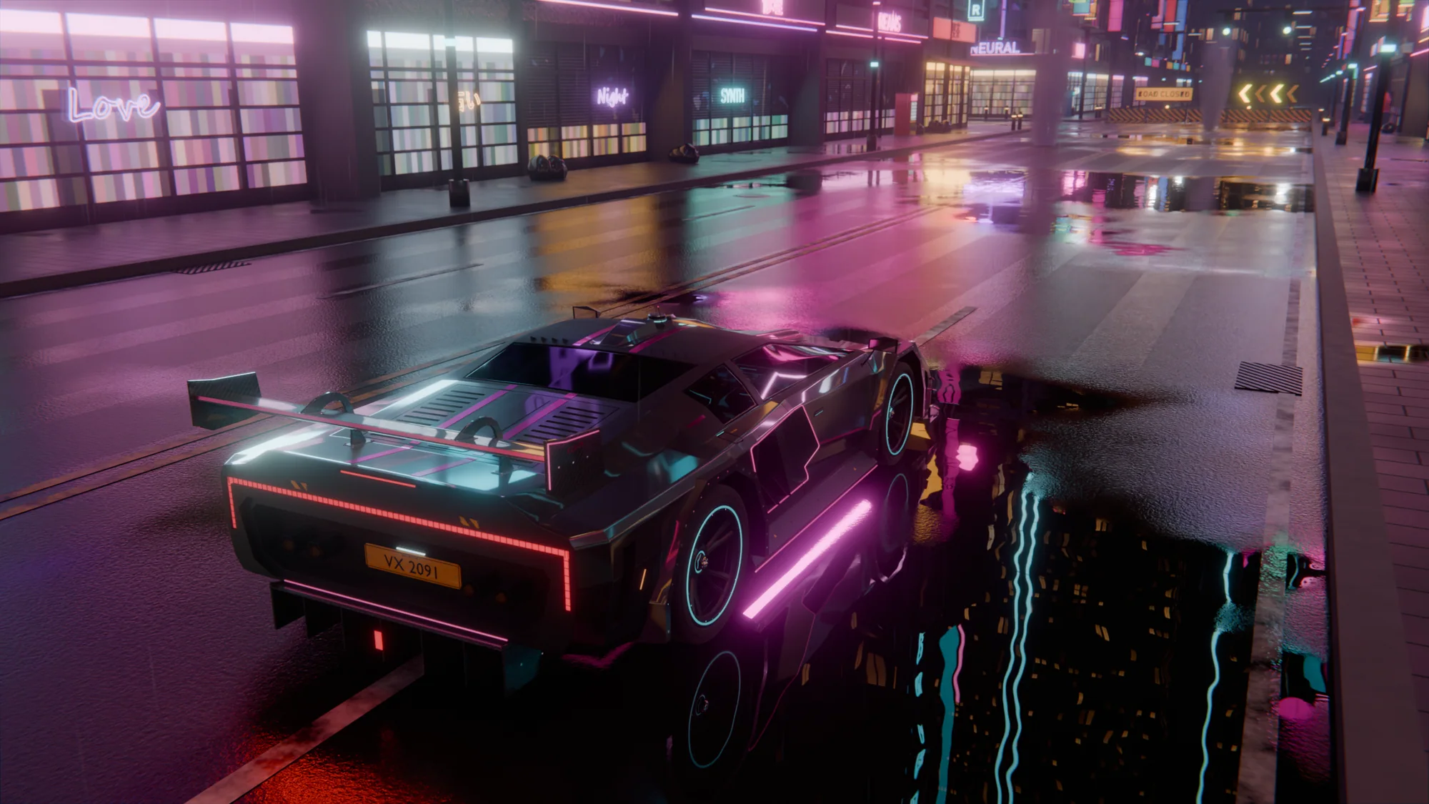 Cyber Car, from above, 3D render
