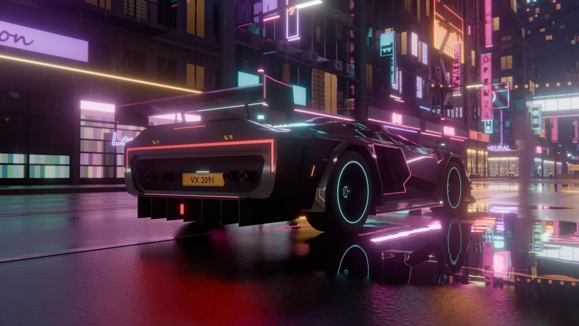 Cyber Car, rear, 3D render